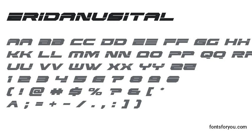 Eridanusital-fontti – aakkoset, numerot, erikoismerkit