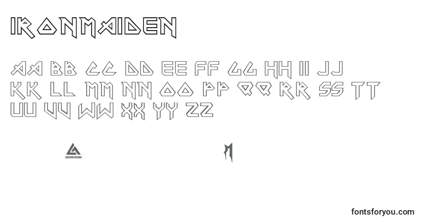 Schriftart IronMaiden – Alphabet, Zahlen, spezielle Symbole