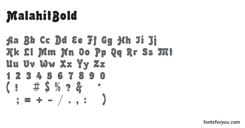 Schriftart MalahitBold – Alphabet, Zahlen, spezielle Symbole