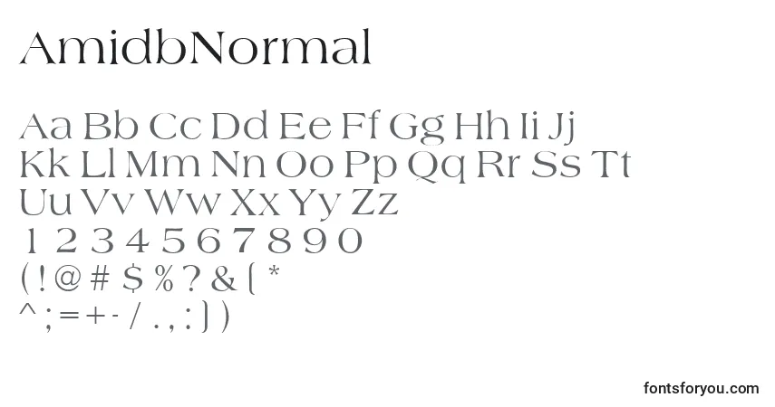 A fonte AmidbNormal – alfabeto, números, caracteres especiais
