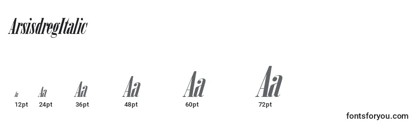 Размеры шрифта ArsisdregItalic