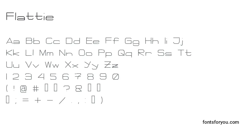 A fonte Flattie – alfabeto, números, caracteres especiais