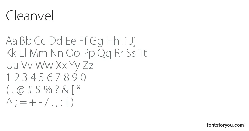Czcionka Cleanvel – alfabet, cyfry, specjalne znaki