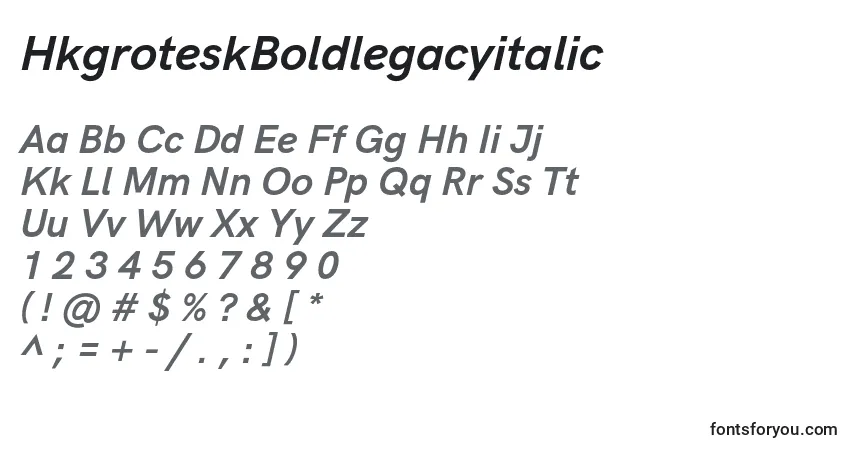 A fonte HkgroteskBoldlegacyitalic (42933) – alfabeto, números, caracteres especiais