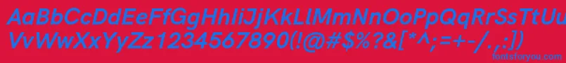 HkgroteskBoldlegacyitalic-fontti – siniset fontit punaisella taustalla