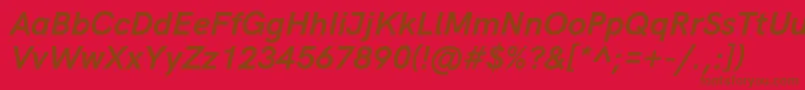 HkgroteskBoldlegacyitalic Font – Brown Fonts on Red Background