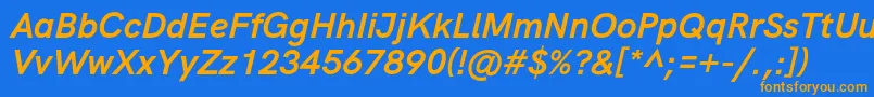 Police HkgroteskBoldlegacyitalic – polices orange sur fond bleu