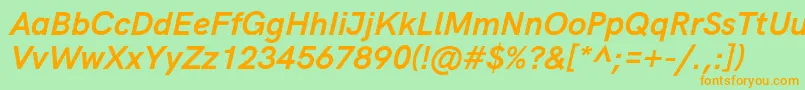 HkgroteskBoldlegacyitalic Font – Orange Fonts on Green Background