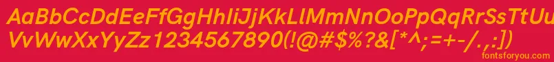 フォントHkgroteskBoldlegacyitalic – 赤い背景にオレンジの文字