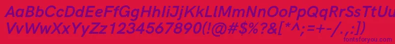 Fonte HkgroteskBoldlegacyitalic – fontes roxas em um fundo vermelho