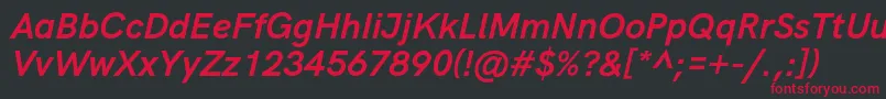 HkgroteskBoldlegacyitalic-Schriftart – Rote Schriften auf schwarzem Hintergrund
