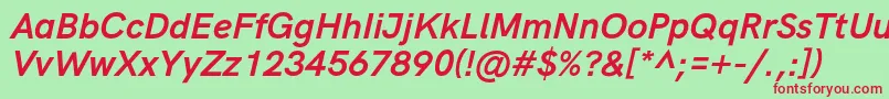 HkgroteskBoldlegacyitalic Font – Red Fonts on Green Background