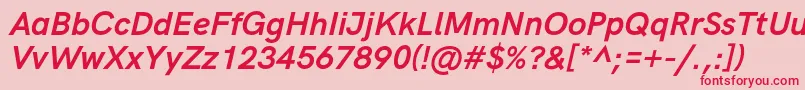 HkgroteskBoldlegacyitalic-Schriftart – Rote Schriften auf rosa Hintergrund