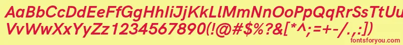 HkgroteskBoldlegacyitalic Font – Red Fonts on Yellow Background