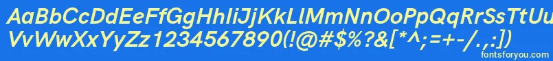 HkgroteskBoldlegacyitalic Font – Yellow Fonts on Blue Background