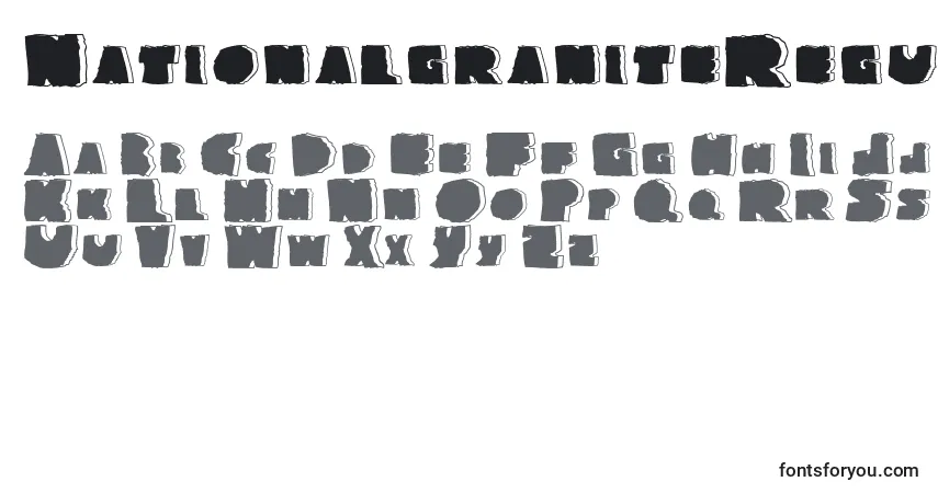 Schriftart NationalgraniteRegular – Alphabet, Zahlen, spezielle Symbole