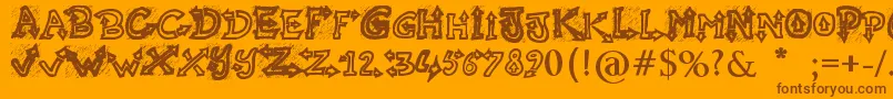 RaslaniUndaground-Schriftart – Braune Schriften auf orangefarbenem Hintergrund