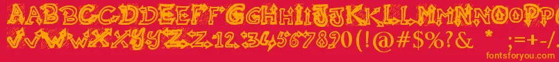 RaslaniUndaground-Schriftart – Orangefarbene Schriften auf rotem Hintergrund