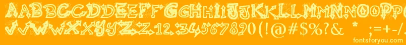 フォントRaslaniUndaground – オレンジの背景に黄色の文字