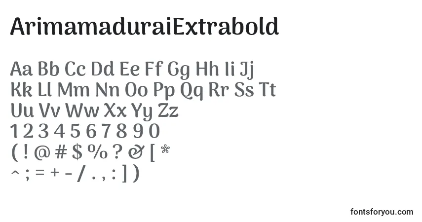A fonte ArimamaduraiExtrabold – alfabeto, números, caracteres especiais