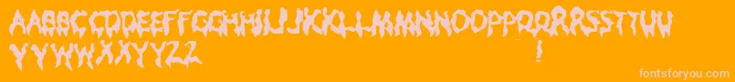 DroopyPoopy-fontti – vaaleanpunaiset fontit oranssilla taustalla