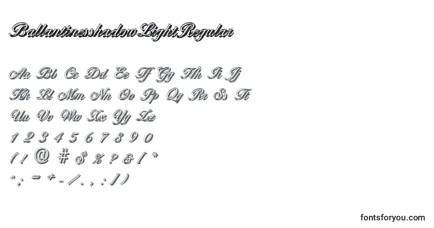 A fonte BallantinesshadowLightRegular – alfabeto, números, caracteres especiais