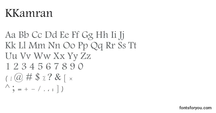 Czcionka KKamran – alfabet, cyfry, specjalne znaki