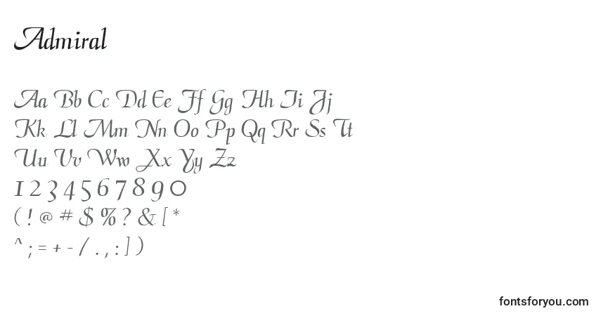 Шрифт Admiral – алфавит, цифры, специальные символы