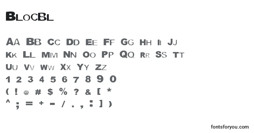 A fonte Blocbl – alfabeto, números, caracteres especiais