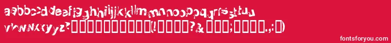 Smellvetica-Schriftart – Weiße Schriften auf rotem Hintergrund