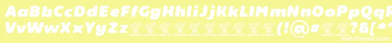 ReelerPersonaluse-fontti – valkoiset fontit keltaisella taustalla