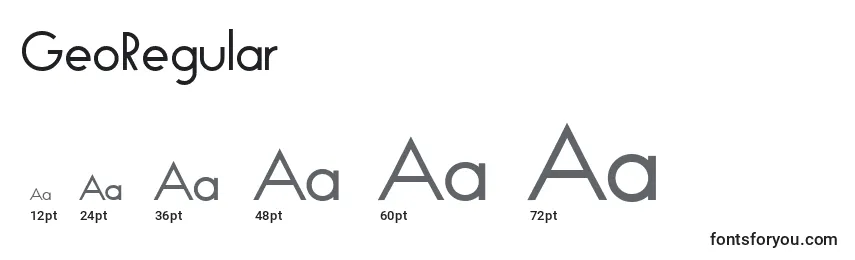 GeoRegular Font Sizes