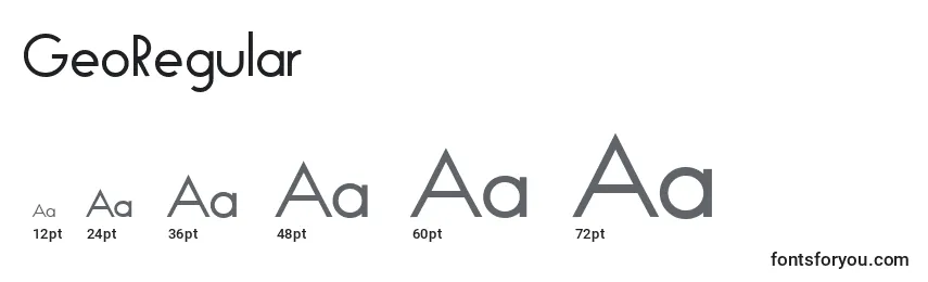 Größen der Schriftart GeoRegular