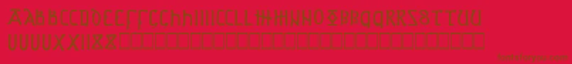AngloSaxonProject-Schriftart – Braune Schriften auf rotem Hintergrund