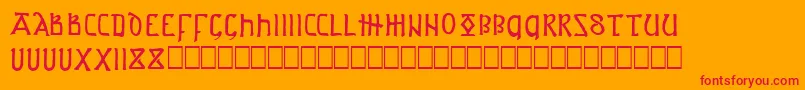 AngloSaxonProject-Schriftart – Rote Schriften auf orangefarbenem Hintergrund