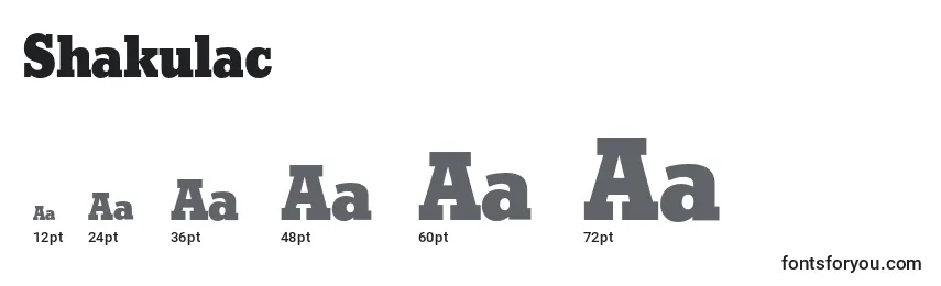 Shakulac Font Sizes