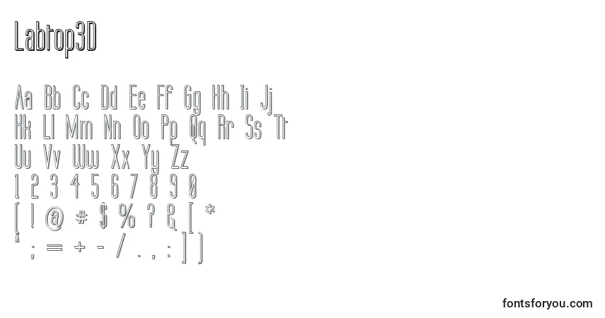 Labtop3D-fontti – aakkoset, numerot, erikoismerkit