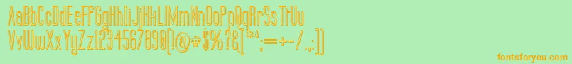 Labtop3D-Schriftart – Orangefarbene Schriften auf grünem Hintergrund