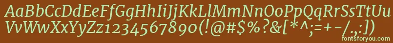 Шрифт MerriweatherItalic – зелёные шрифты на коричневом фоне