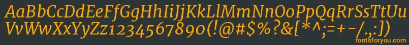 フォントMerriweatherItalic – 黒い背景にオレンジの文字