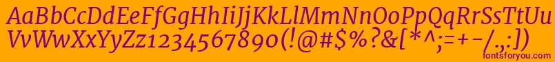 MerriweatherItalic Font – Purple Fonts on Orange Background