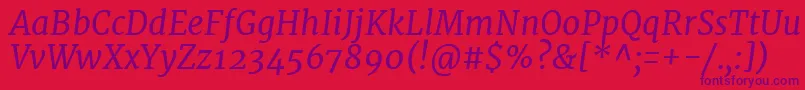 MerriweatherItalic Font – Purple Fonts on Red Background