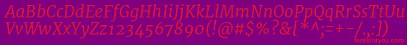 MerriweatherItalic Font – Red Fonts on Purple Background