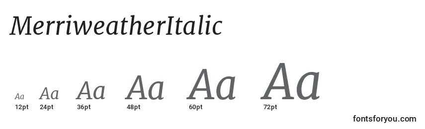Размеры шрифта MerriweatherItalic