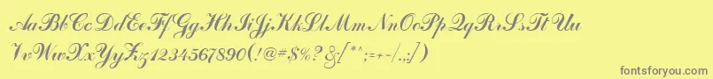 フォントArtscrpt – 黄色の背景に灰色の文字