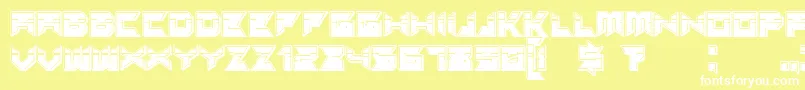 Suggested3Dfilledgradient-Schriftart – Weiße Schriften auf gelbem Hintergrund