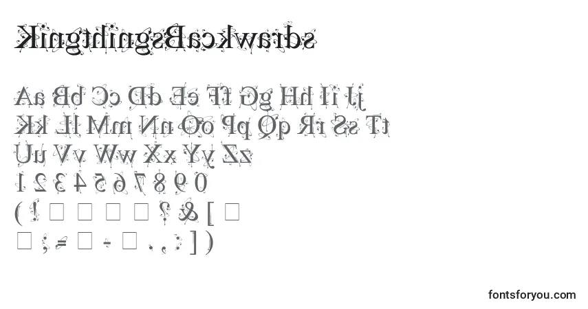 Czcionka KingthingsBackwards – alfabet, cyfry, specjalne znaki
