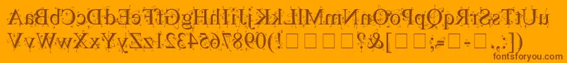 Czcionka KingthingsBackwards – brązowe czcionki na pomarańczowym tle