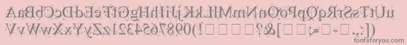 フォントKingthingsBackwards – ピンクの背景に灰色の文字