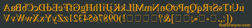 フォントKingthingsBackwards – 黒い背景にオレンジの文字